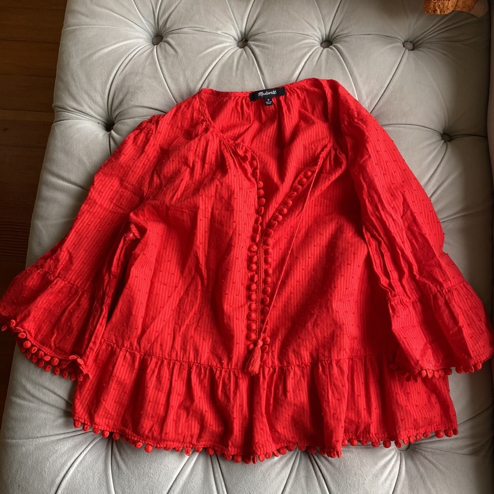 Madewell Peek-a-boo Pom Pom top size M